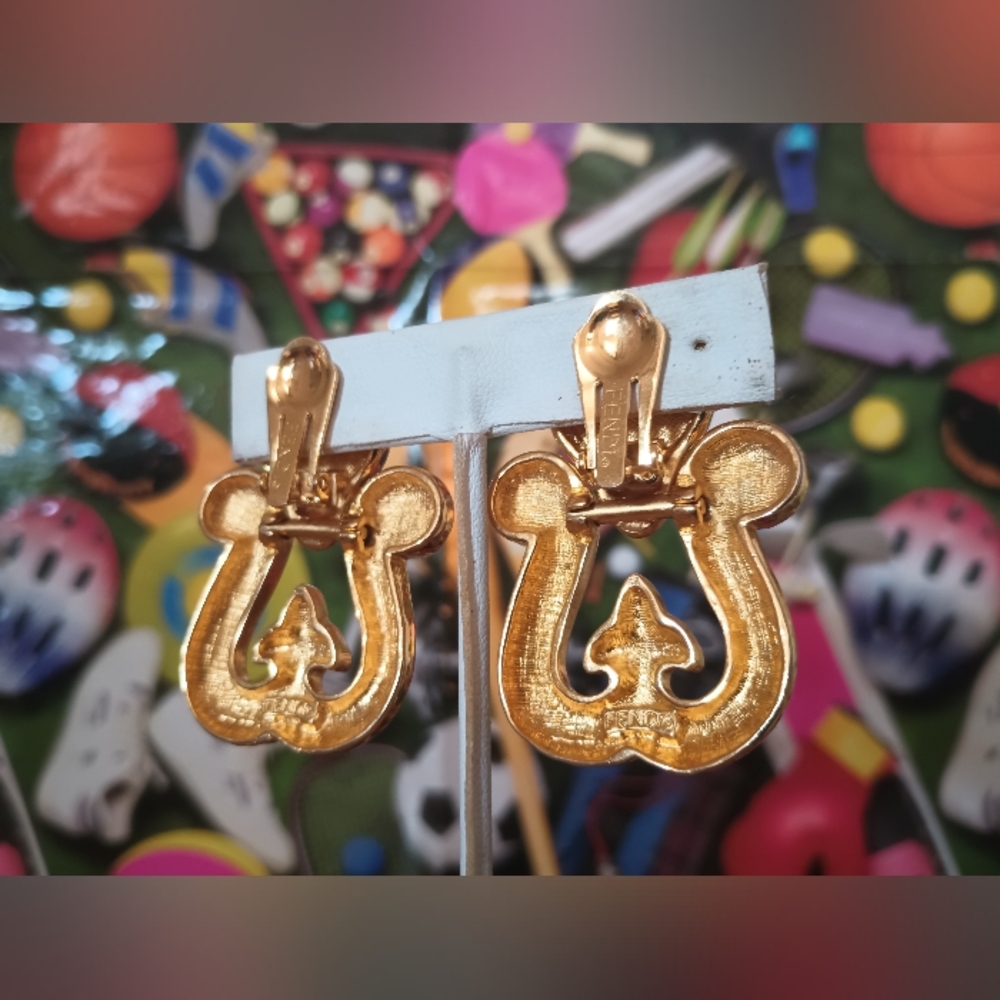 ๐ '90s Vintage Fendi Janus Large Statement Earrings - Picture 3 of 13